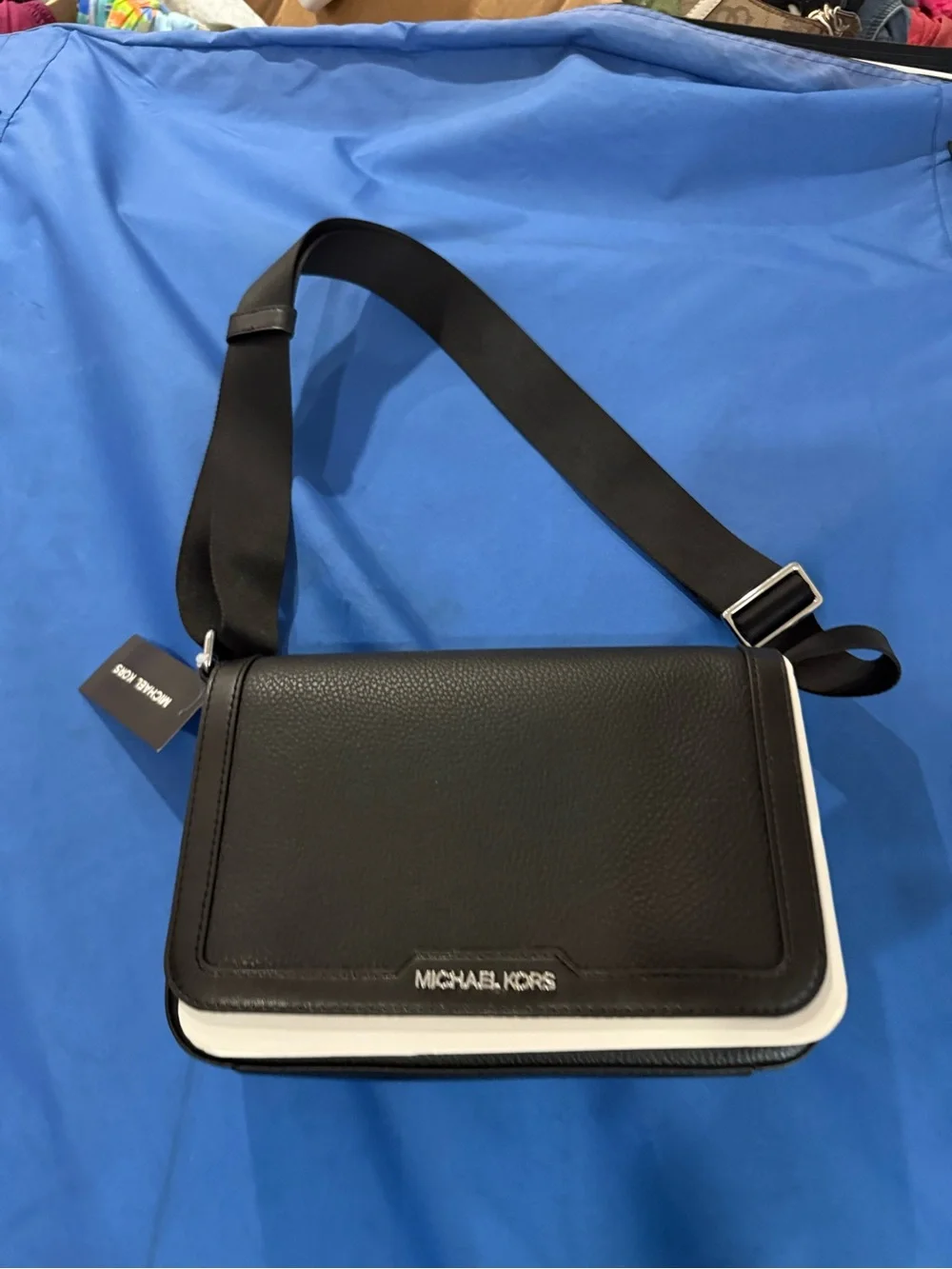 Michael Kors unisex Leather Mini-Flap Logo Crossbody Bag